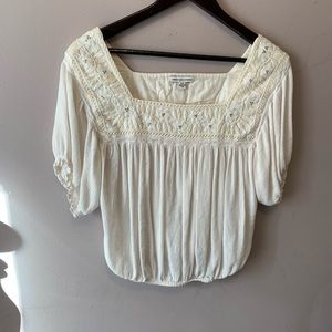 Embroidered Cream Top